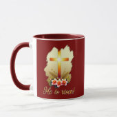 Mug He Is Risen – Christian Easter Cross Art - caneca (Gauche)
