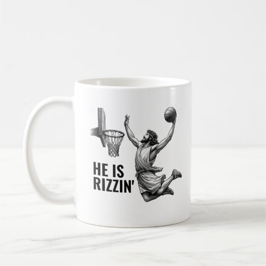 Mug He is Rizzin - Basketball Jesus Funny Jesus Meme (Gauche)