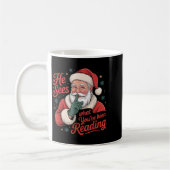 Mug He Sees What You've Been Reading, Retro Santa Chri (Gauche)
