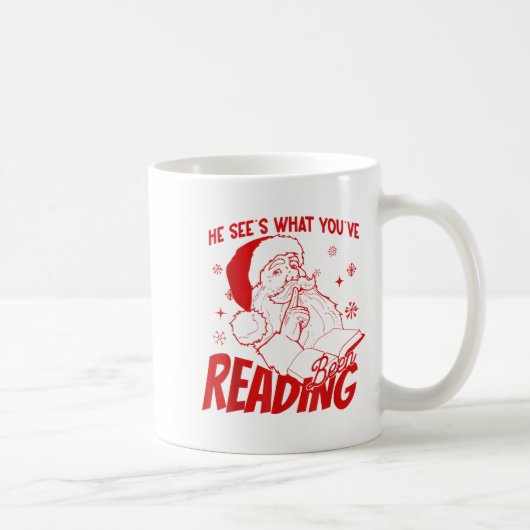 Mug He Sees What You've Been Reading Santa Bookish Chr (Droite)