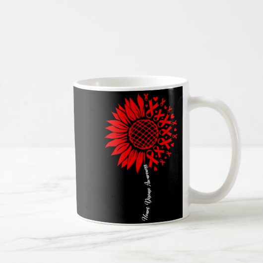 Mug Heart Disease Awareness Month Sunflower For Women  (Droite)