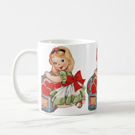 Mug Heart Girl Enfant Retro Enfants mignons (Gauche)