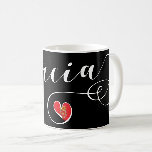 Mug Heart Murcia Drapeau, Espagne, I Love Murcia (Devant droit)