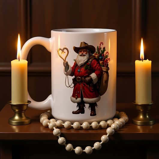 Mug Heart Rope Cowboy Santa