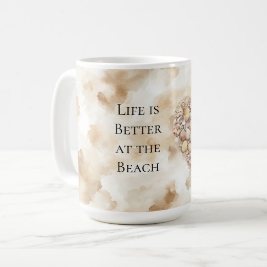 Mug Heart Sea Shells Sand (Devant gauche)