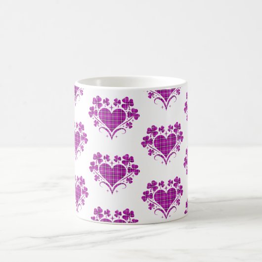 Mug Heart Shamrock Plaid Pink Classic Clover (Centre)
