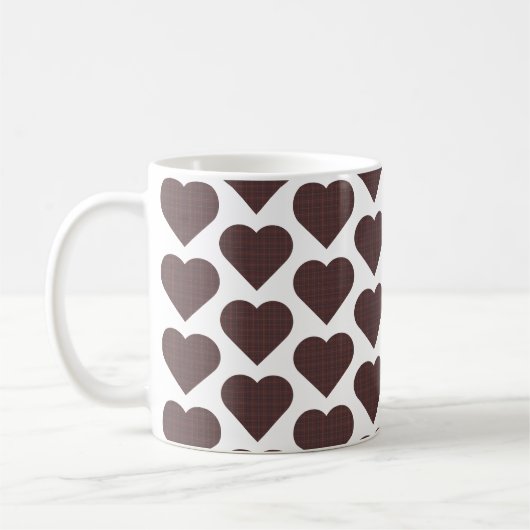 Mug Heart Shaped Plaid Brown Blue (Gauche)