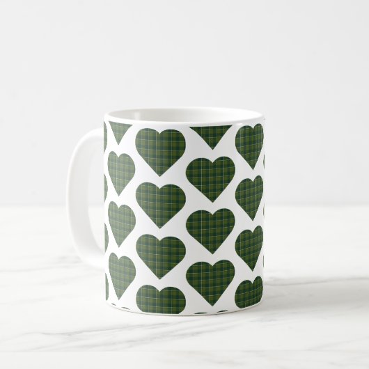 Mug Heart Shaped Plaid Green Evergreen (Devant gauche)