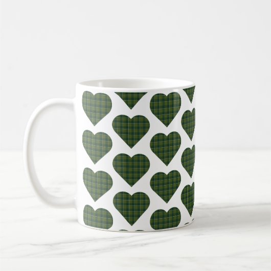 Mug Heart Shaped Plaid Green Evergreen (Gauche)