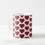 Mug Heart Shaped Plaid Red Black Buffalo (Devant gauche)