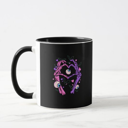 Mug Heart Skeleton Mains - Halloween Pastel Goth Eyeba (Gauche)