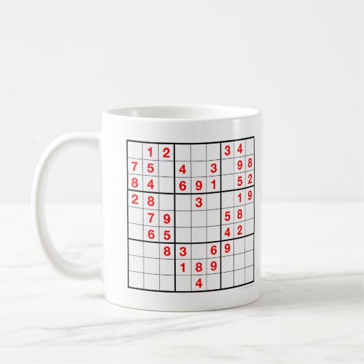 Mug Heart Sudoku avec puzzle téléchargeable (Gauche)