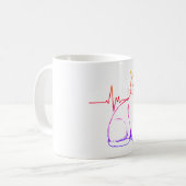 Mug Heartbeat Cat Pulse, Unique Feline Illustration (Devant gauche)