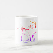Mug Heartbeat Cat Pulse, Unique Feline Illustration (Centre)