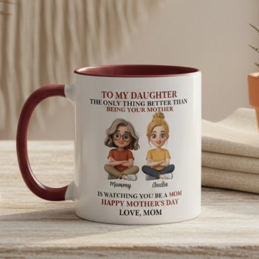 Mug Heartwarming Mother Daughter Cartoon Red Quote 