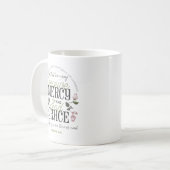 Mug Hébreu 4:16 citations avec art floral blanc ver (Devant gauche)