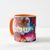 Mug Hébreu "Shalom" avec Arrière - plan aquarelle (Devant gauche)