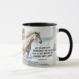 Mug Hébreux 12 1-2 Course avec Endurance Bible Horse
