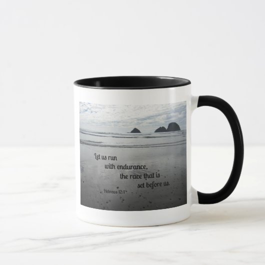 Mug Hébreux 12:1 Courons avec endurance... (Droite)