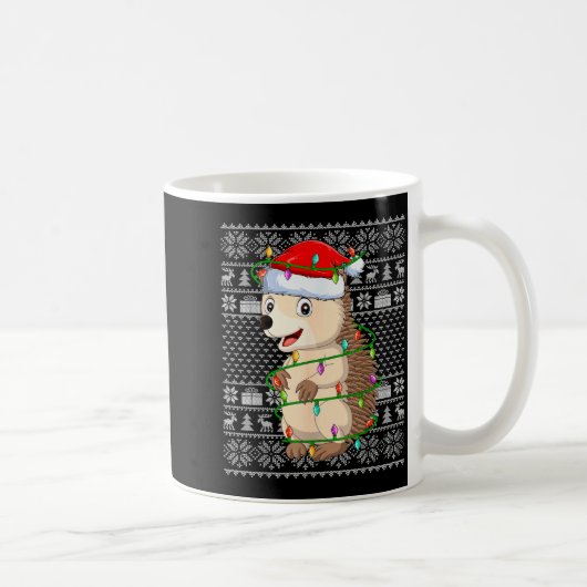 Mug Hedgehog Christmas Lights Ugly Sweater Funny Santa (Droite)