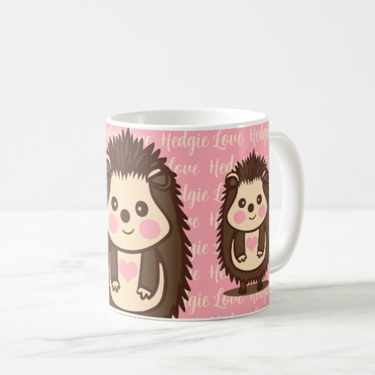 Mug Hedgie Love Cute Hérisson Au Coeur Rose (Devant droit)