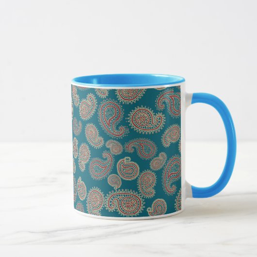 Mug Heffalump Bleu Rouge Beige Paisley Ringer Coffee M (Droite)