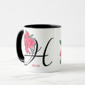 Mug Helen nom personnalisable fleurs rouges boho tenda (Devant gauche)