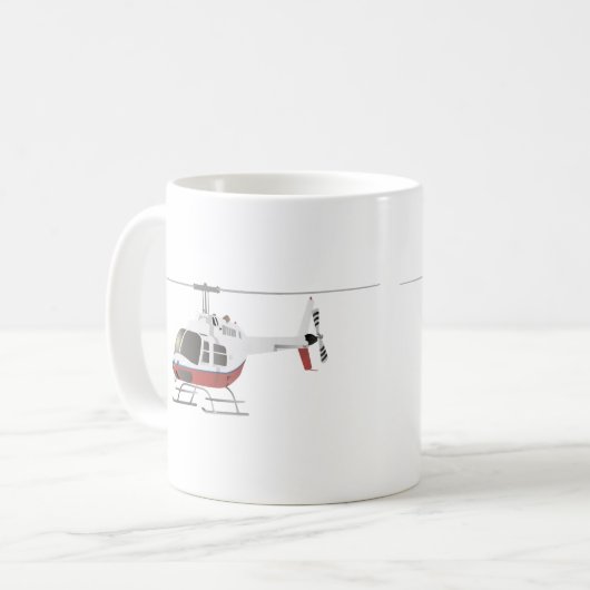 Mug Hélicoptère blanc et rouge (Devant gauche)
