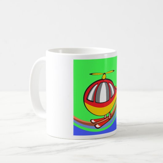 Mug Hélicoptère Jaune Et Rouge (Devant gauche)