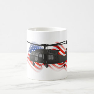 Mug Hélicoptère noir patriotique de militaires du