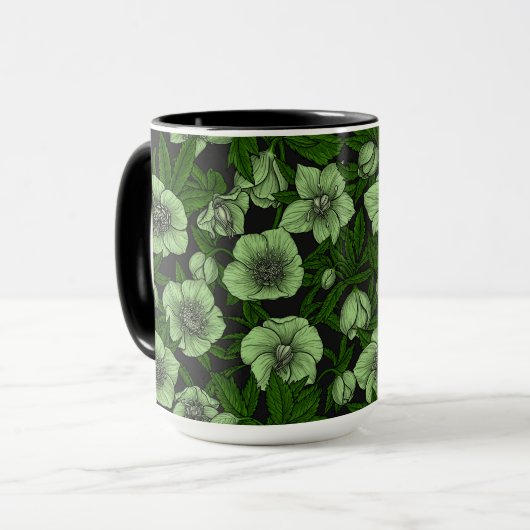 Mug Hellebores blancs avec feuille (Devant gauche)