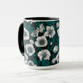 Mug Hellebores blancs avec feuilles bleus (Devant gauche)