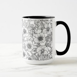 Mug Hellebores en noir et blanc
