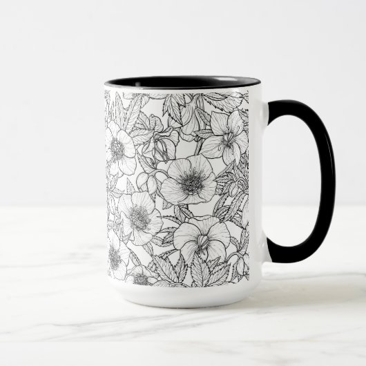 Mug Hellebores en noir et blanc (Droite)