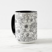 Mug Hellebores en noir et blanc (Devant gauche)