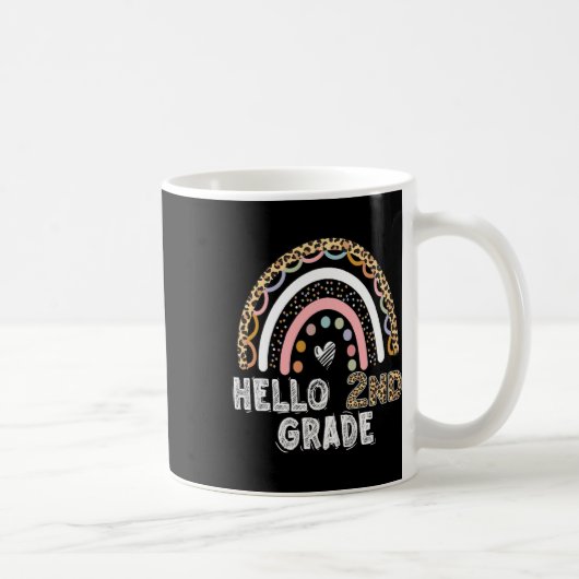 Mug Hello 2nd Grade Leopard Rainbow Byck To School Tea (Droite)