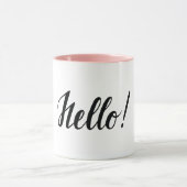 Mug Hello Black Script minimaliste rose (Centre)