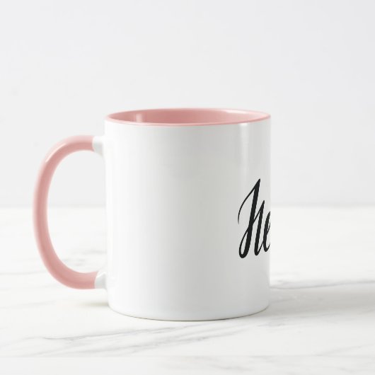 Mug Hello Black Script minimaliste rose (Gauche)