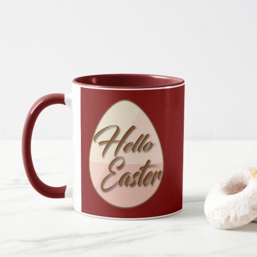 Mug Hello Easter – Minimal Egg Design - caneca (Avec donut)