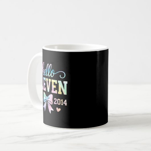 Mug Hello Eleven Est 2014 Coquette Bow 11th Birthday G (Devant gauche)
