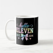 Mug Hello Eleven Est 2014 Coquette Bow 11th Birthday G (Gauche)