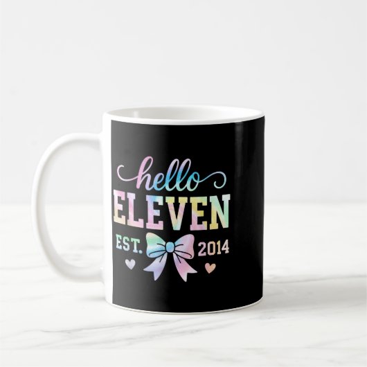 Mug Hello Eleven Est 2014 Coquette Bow 11th Birthday G (Gauche)