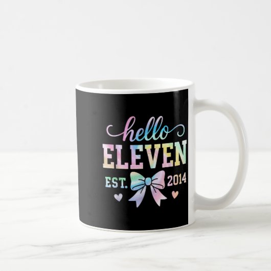 Mug Hello Eleven Est 2014 Coquette Bow 11th Birthday G (Droite)