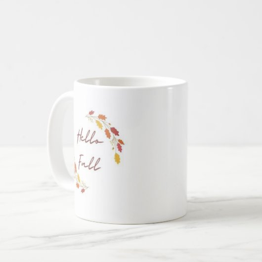 Mug Hello Fall Minimal Feuilles - Élégant automne (Devant gauche)