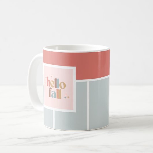 Mug Hello Fall Retro Typographie striée (Devant gauche)