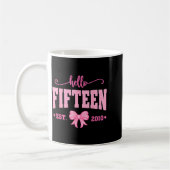Mug Hello Fifteen Est 2010 Coquette Bow 15th Birthday  (Gauche)