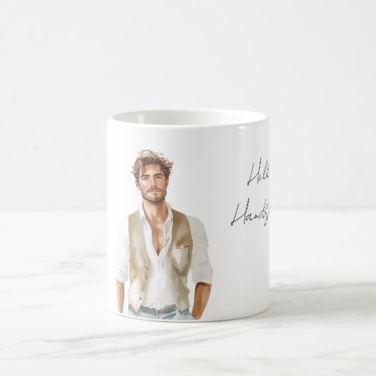 Mug Hello Handsome Man White Shirt Cream Vest (Centre)