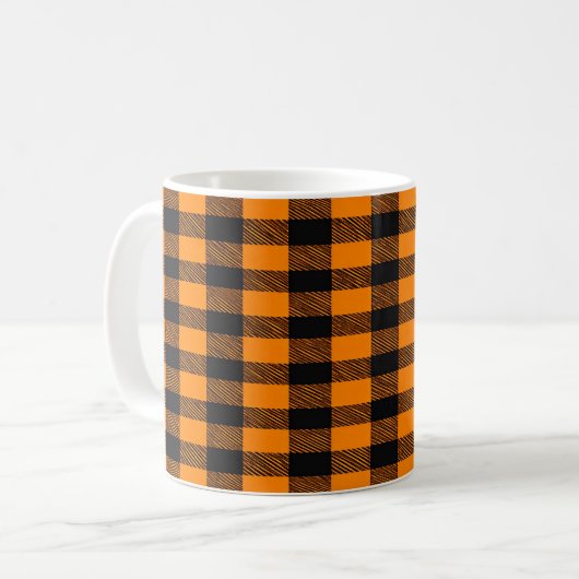 Mug Hello Pumpkin Fall Plaid Split Letter Design (Devant gauche)