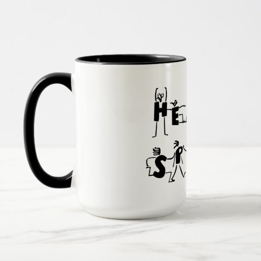 Mug Hello Spring Cute Cartoon Texte noir et blanc (Gauche)