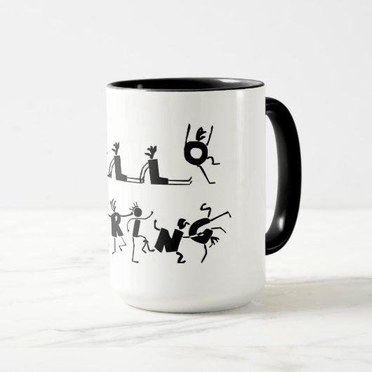Mug Hello Spring Cute Cartoon Texte noir et blanc (Devant droit)